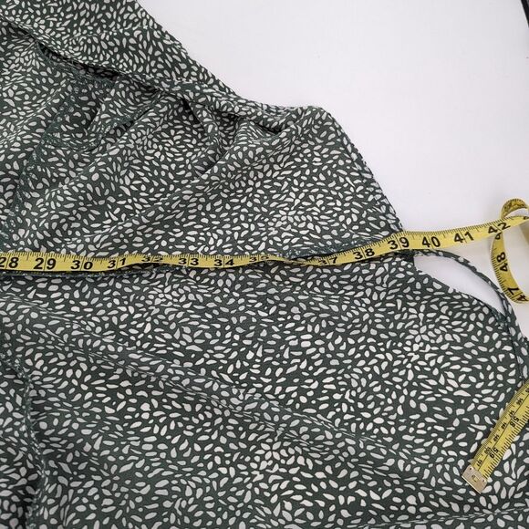 Missguided Green Abstract Pattern Puff Sleeve V-Neck Wrap Maxi Dress Size 8 - Picture 7 of 9